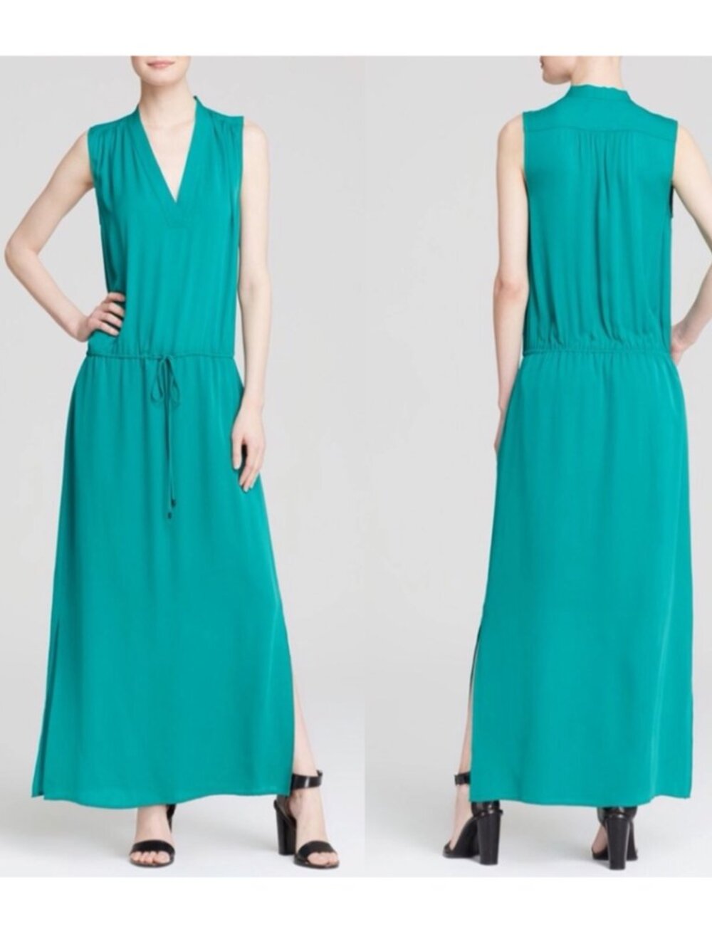 Vince Emerald 100% Silk Maxi Dress - Elegant Resort Chic - Size M